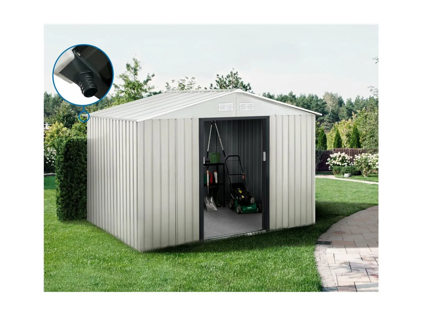 Gerätehaus aus Metall "Nebraska" - 5,29 m² mit Dachrinne