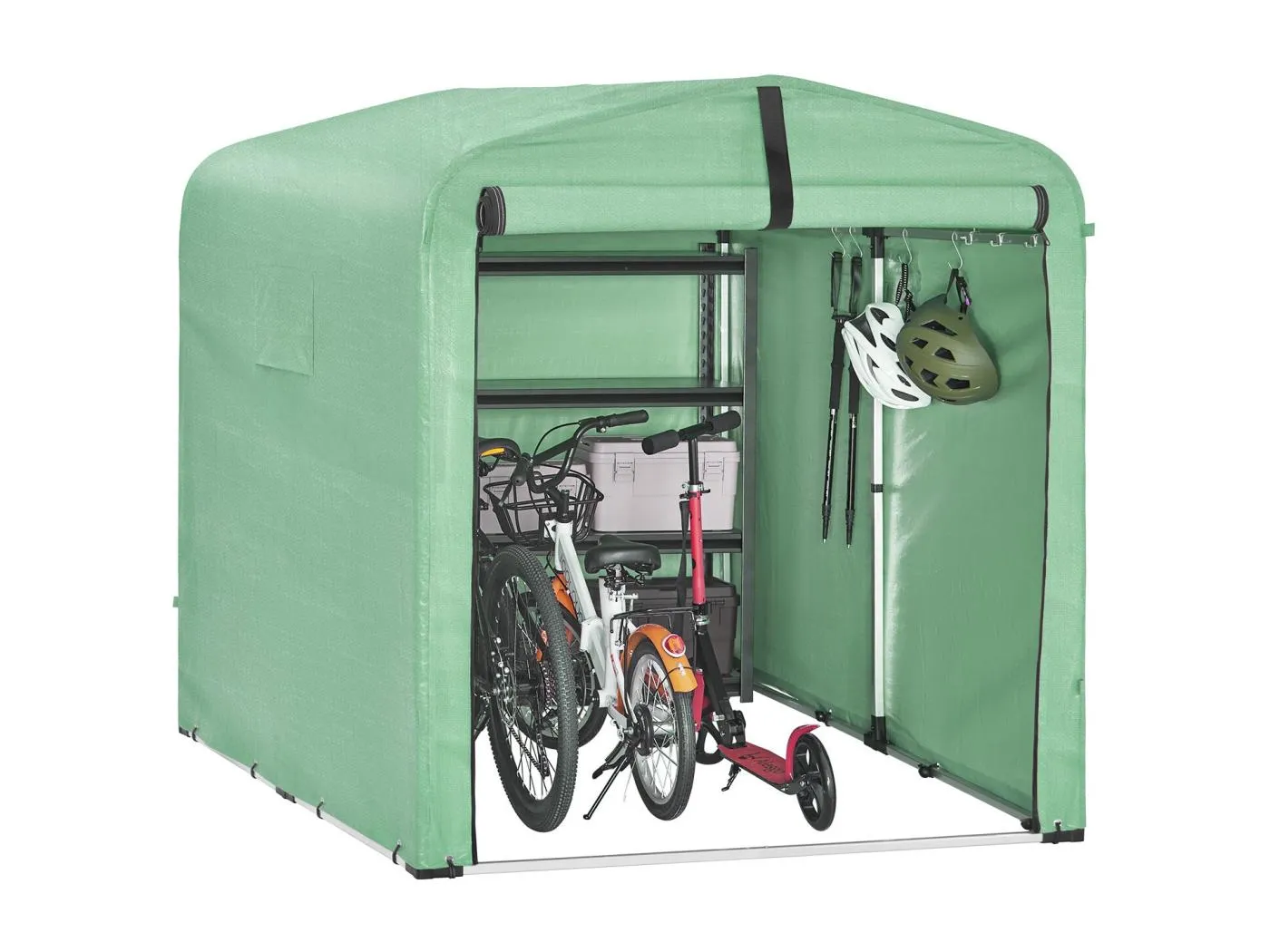 SoBuy Gartenhaus wasserdichtes Outdoor-Zelt Garage für Fahrräder und Werkzeug mit Haken Grün 159x219x165 cm