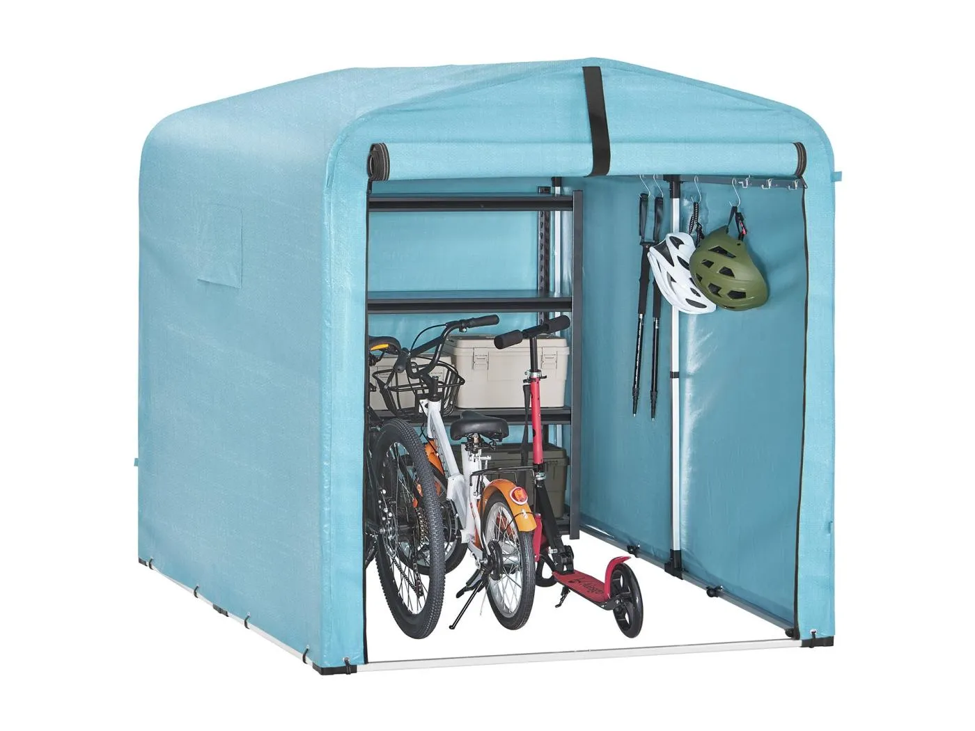 SoBuy Gartenhaus Outdoor-Zelt wasserdicht mit Haken Garage für Fahrräder und Werkzeug Stauraum hellblau 159x219x165 cm