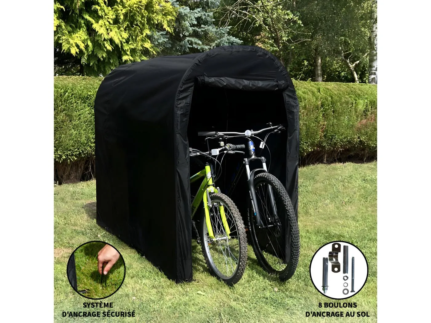 Fahrradzelt Fahrrad Garage Zelt Wasserdicht UV Schutz Oxford-Stoff Stahlrahmen Camping Vorrat Lagerzelt Moped Abdeckung Universalzelt Garten Geräte 16 Bodenbolzen 160cm H x 93,3cm B x 188,7cm T