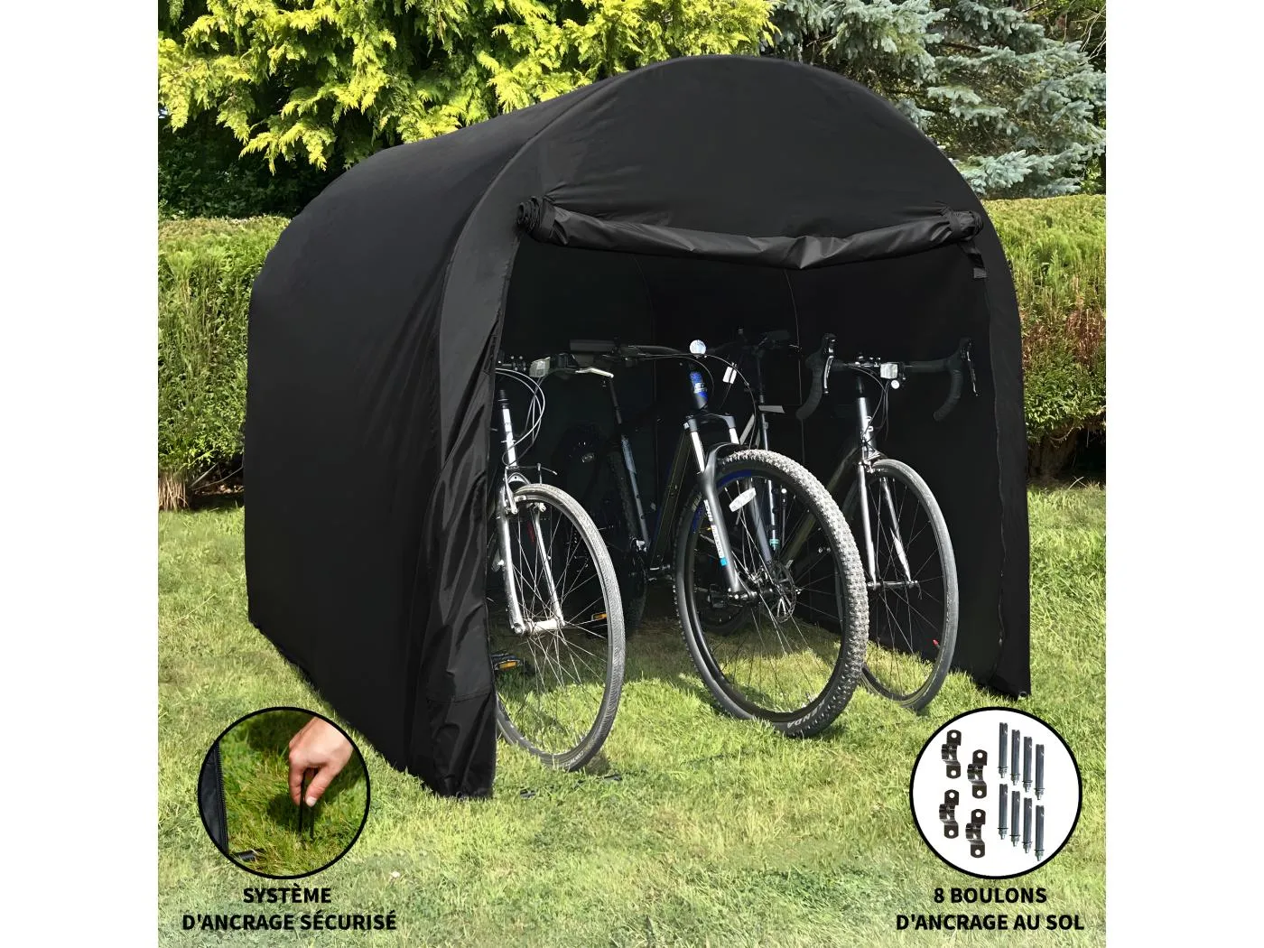 Fahrradzelt Fahrrad Garage Zelt Large Wasserdicht UV Schutz Oxford-Stoff Stahlrahmen Camping Vorrat Lagerzelt Moped Abdeckung Universalzelt Garten Geräte 16 Bodenbolzen 168.5cm H x 161cm B x 223cm T