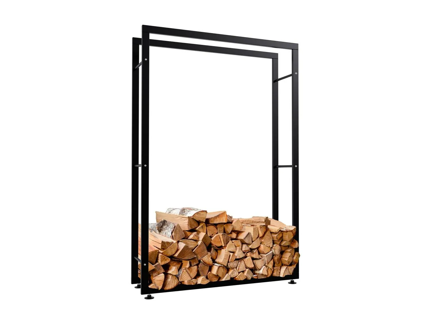 Kaminholzregal - Metall - 25x100x150 cm - schwarz - Keri V2