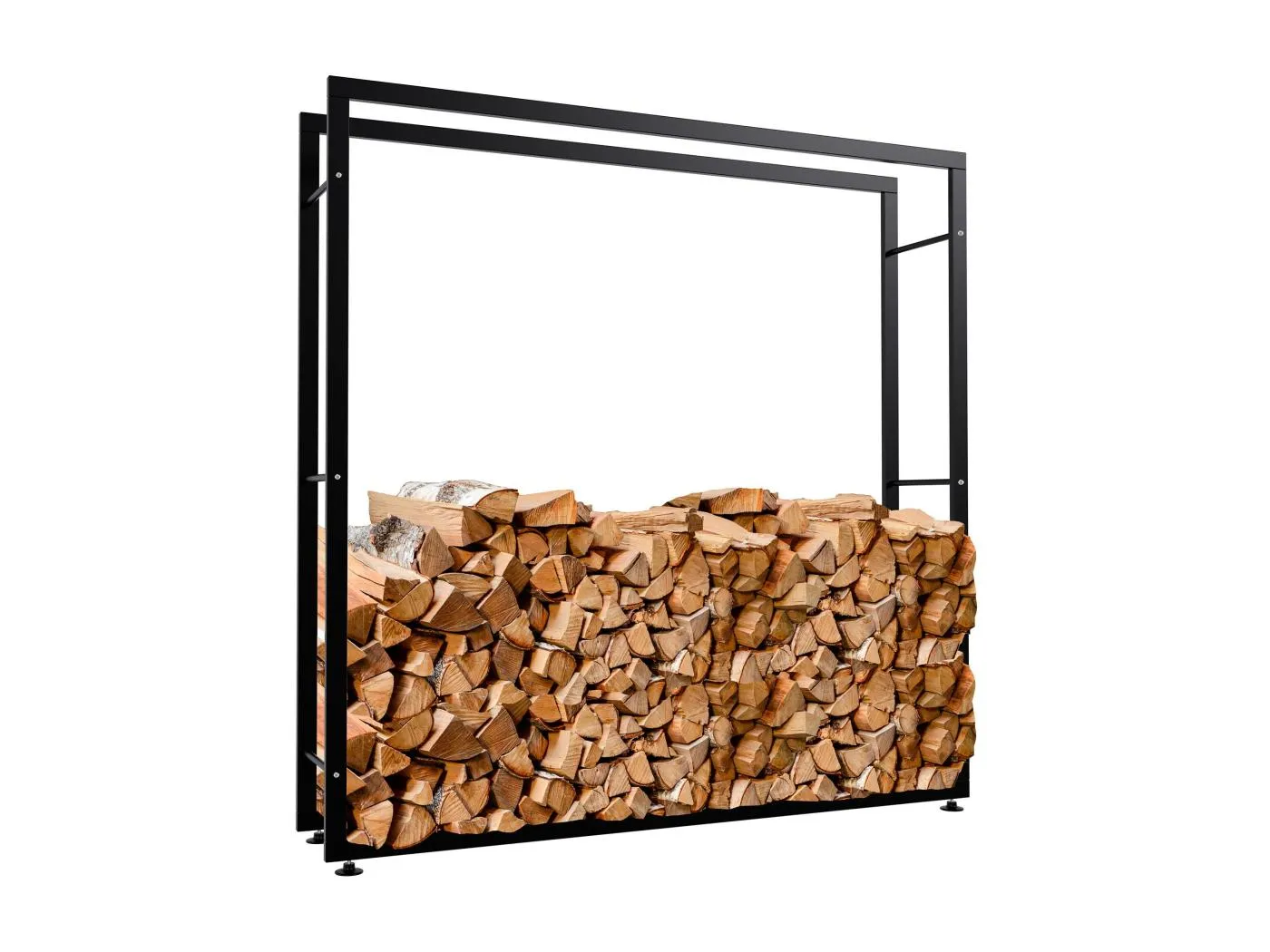 Kaminholzregal - Metall - 25x150x150 cm - schwarz - Keri V2