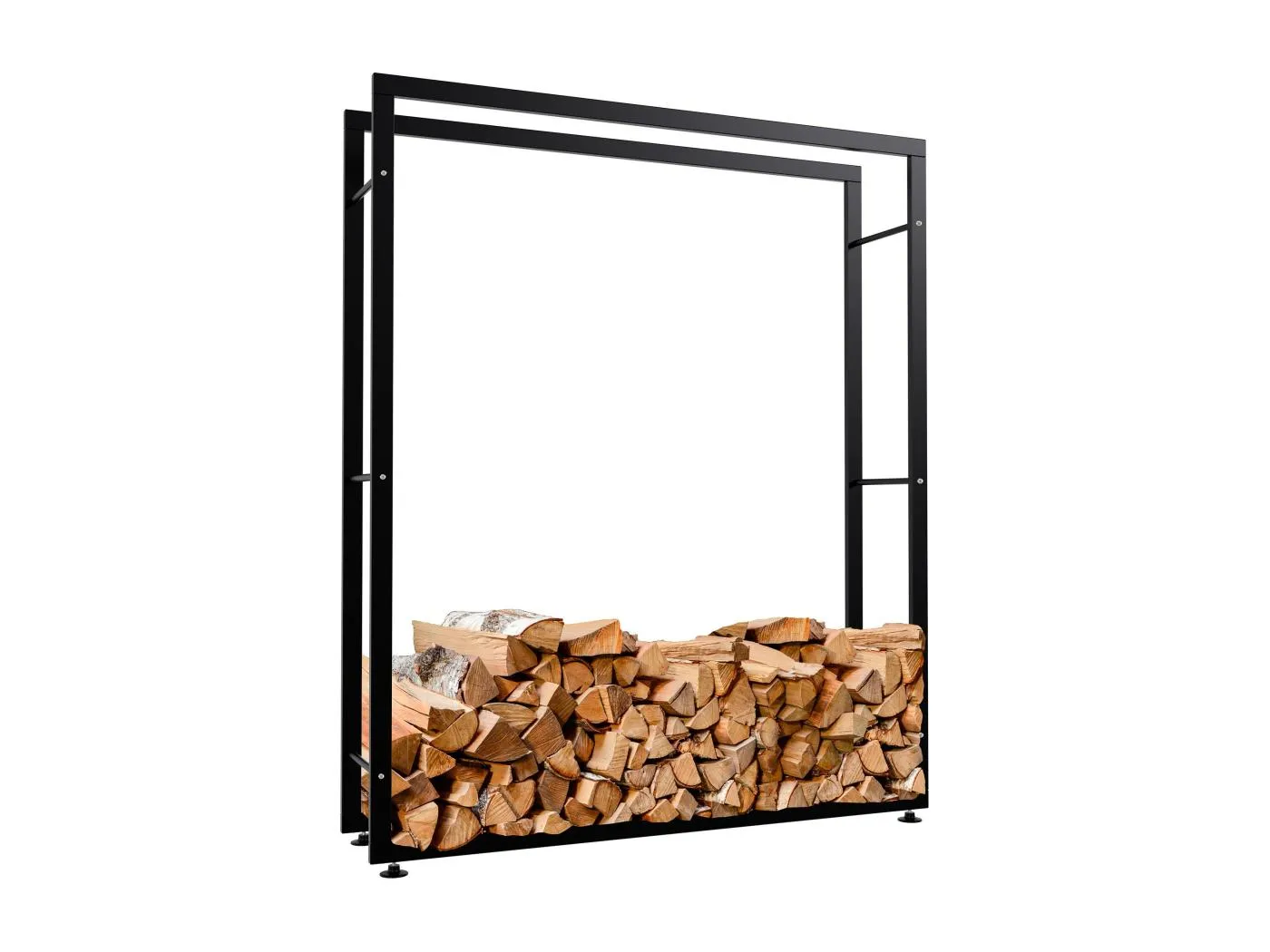 Kaminholzregal - Metall - 25x125x150 cm - schwarz - Keri V2