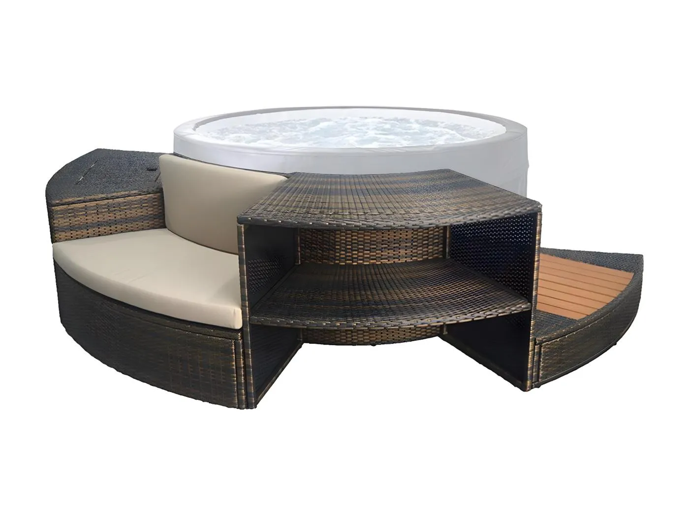 Design Spa Möbel halbsteif Vita 140 Netspa PVC geflochten - Gesamtaußendurchmesser mit Möbel 290cm - Set aus 5 Modulen