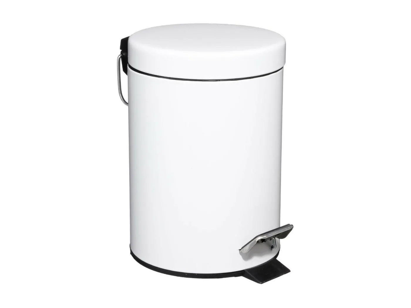Badmülleimer aus Weißem Metall 3 L mit Pedal und Herausnehmbarem Eimer