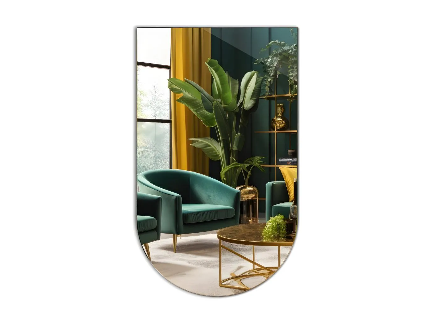 Großer Wandspiegel mit abgeschrägter Seite, unregelmäßige Form, Premium-Schnitt für Wohnzimmer, Flur, 90 cm