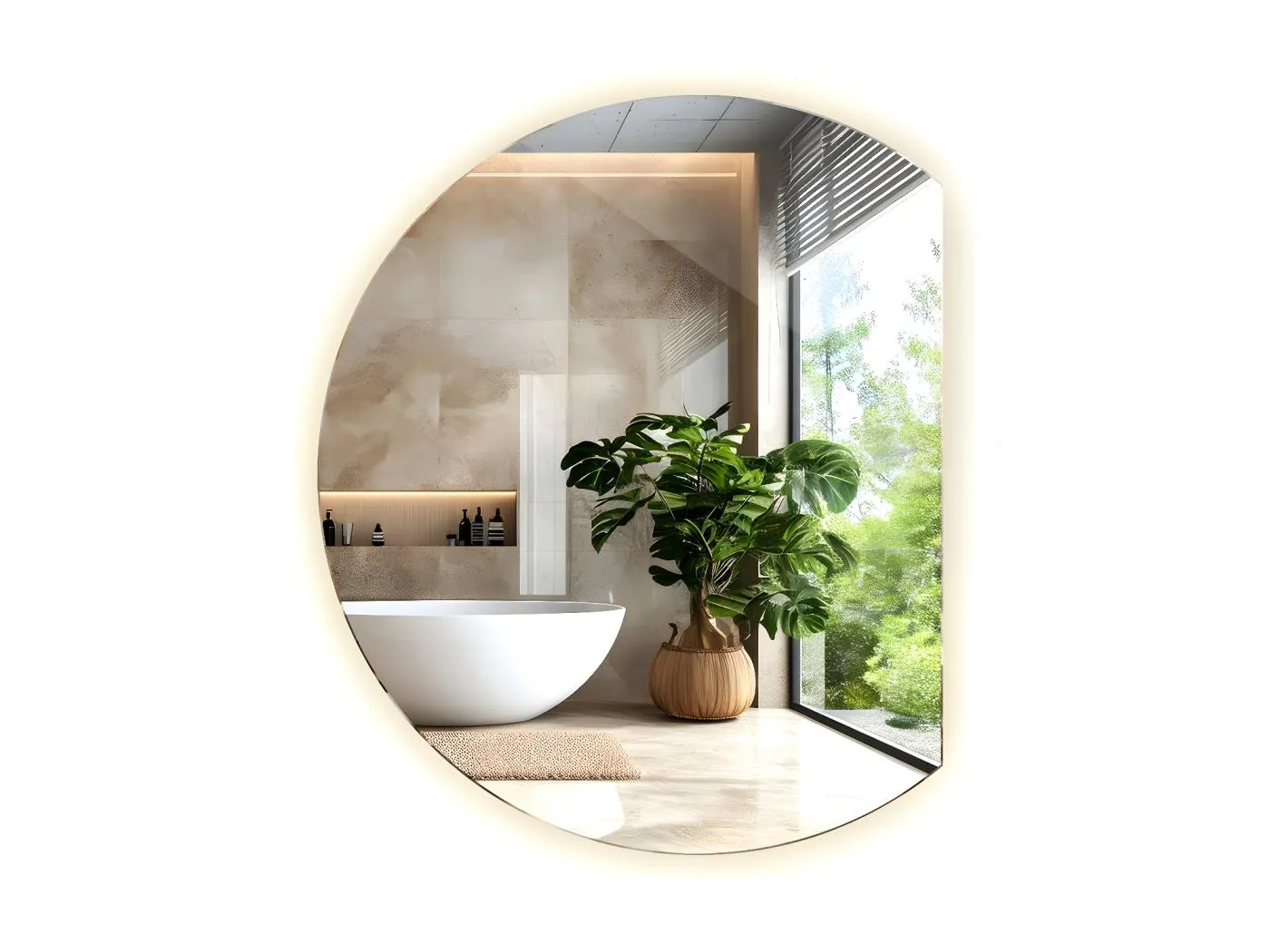 Runder LED-Spiegel, beleuchteter LED-Spiegel für Make-up und Gesicht – 70 cm – neutrales Licht