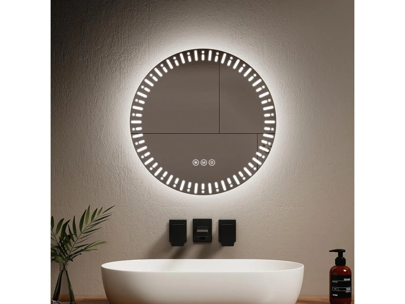 BADSPIEGEL runder mit Beleuchtung mit Muster Ø50 cm