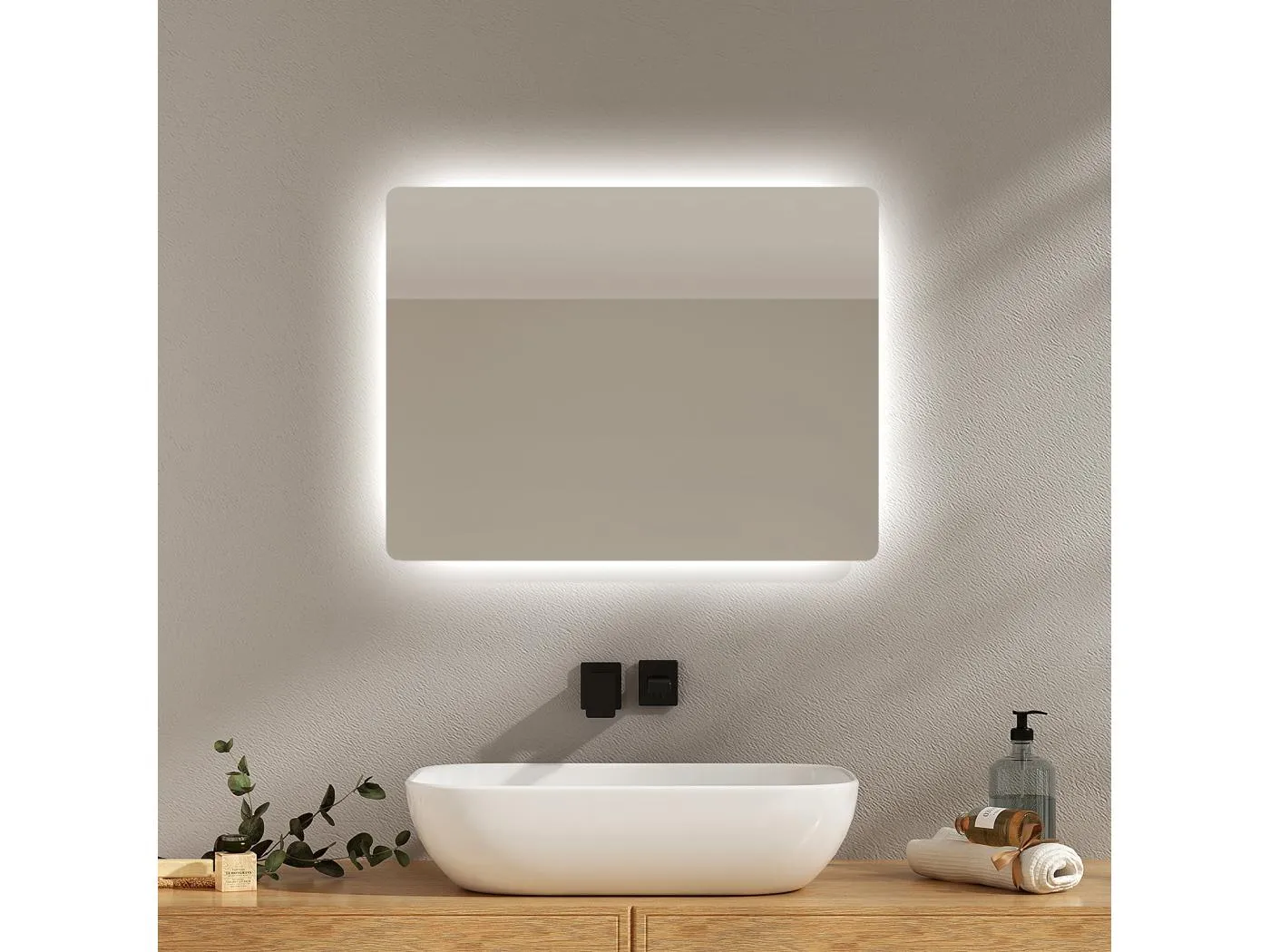 BADSPIEGEL mit Beleuchtung Rechteckig 60/45 cm