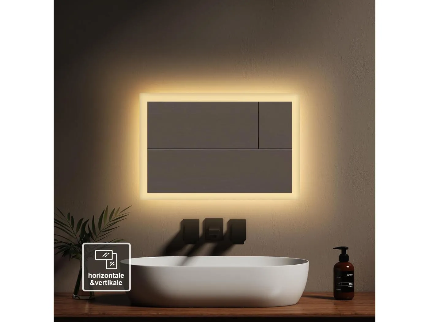 BADSPIEGEL mit Beleuchtung 60/40/3,5 cm