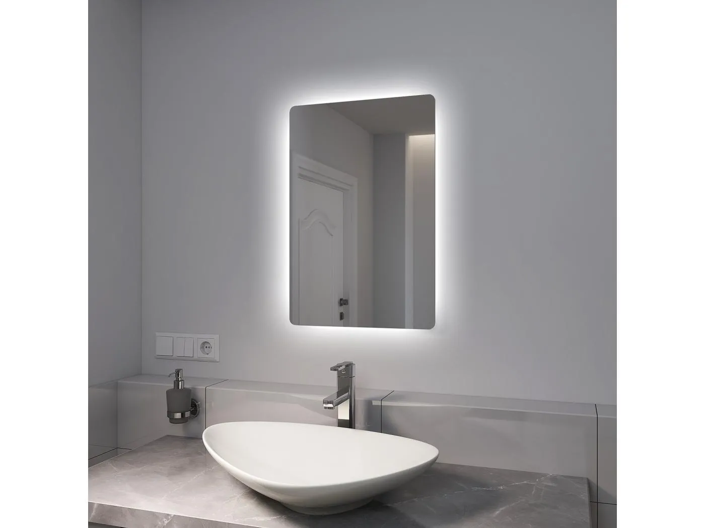 BADSPIEGEL mit Beleuchtung Rechteckig 60/40 cm