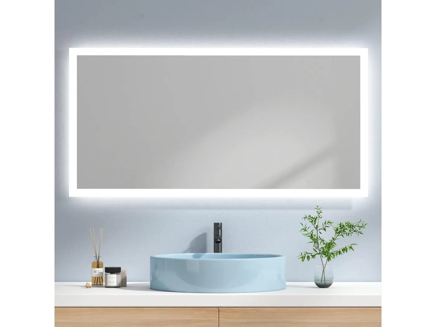 BADSPIEGEL mit Beleuchtung 120/60/3,5 cm