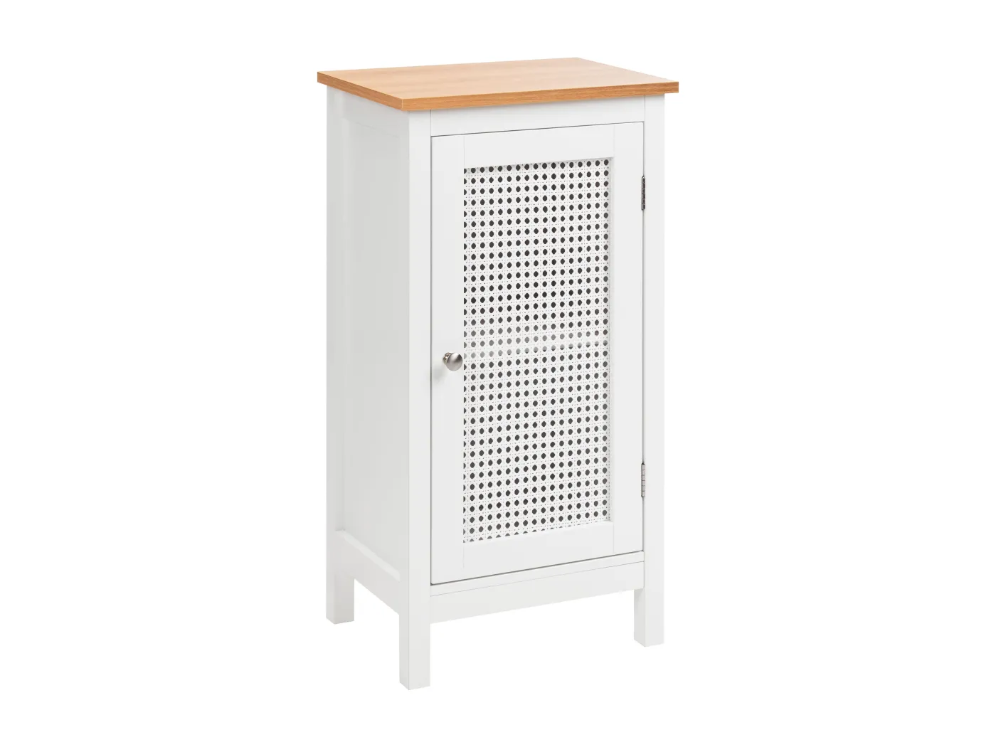 Badezimmerschrank 30 x 75 cm MDF weiß mit dekorativer Tür Beistellschrank Alamos