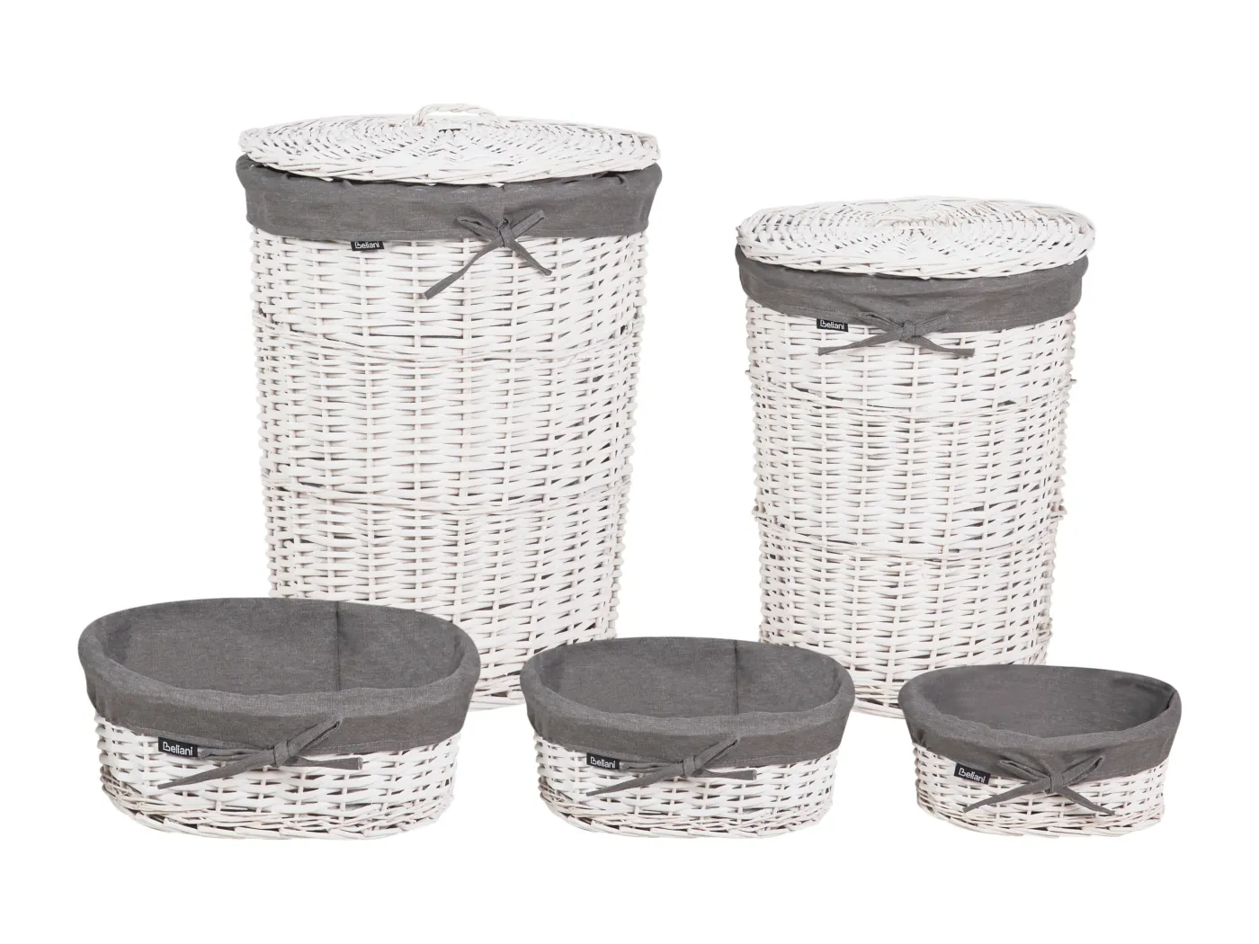 Aufbewahrungskorb 5er Set VAKARI Holz Grau