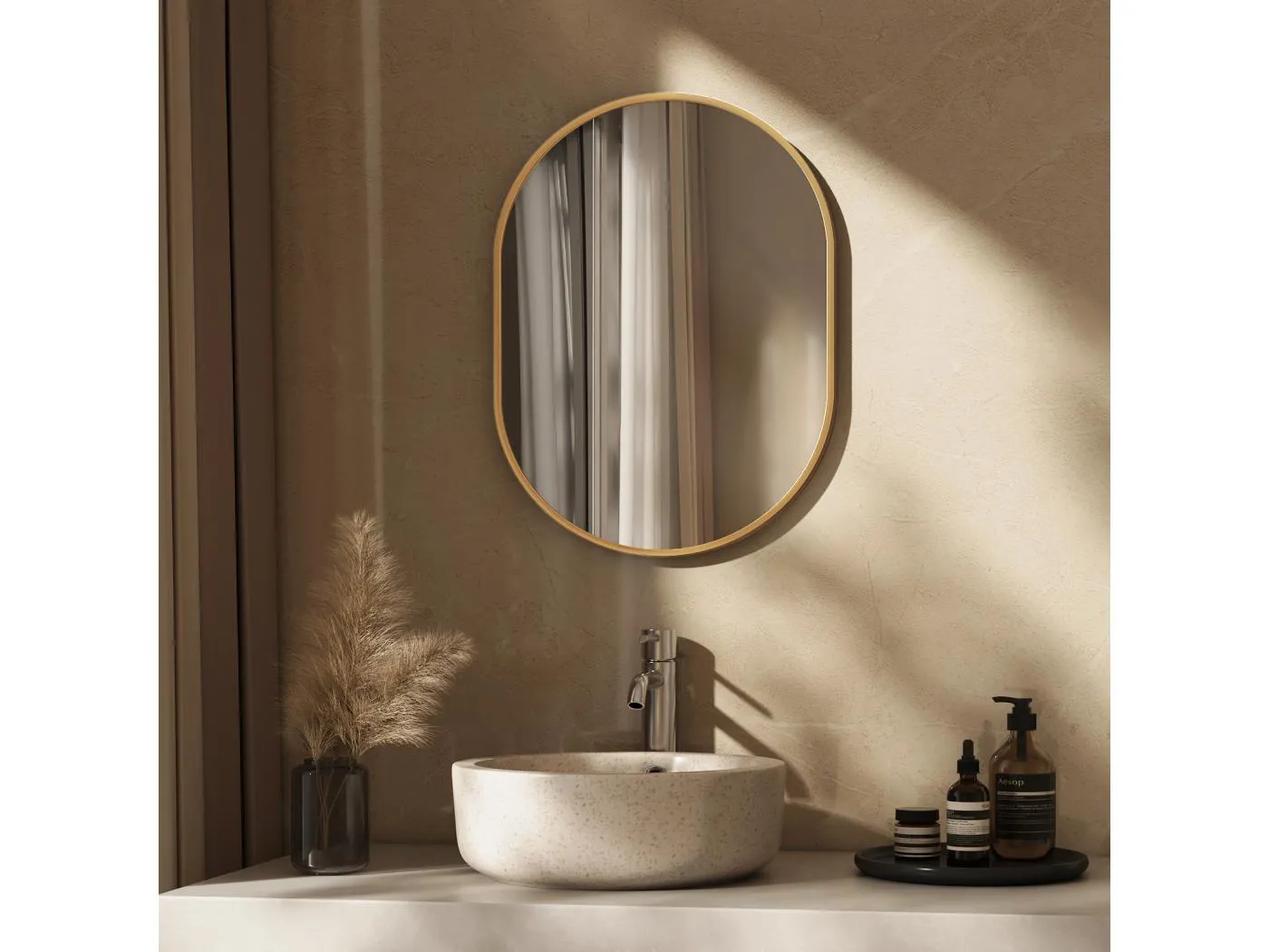 WANDSPIEGEL Ovale golden 60x100 cm