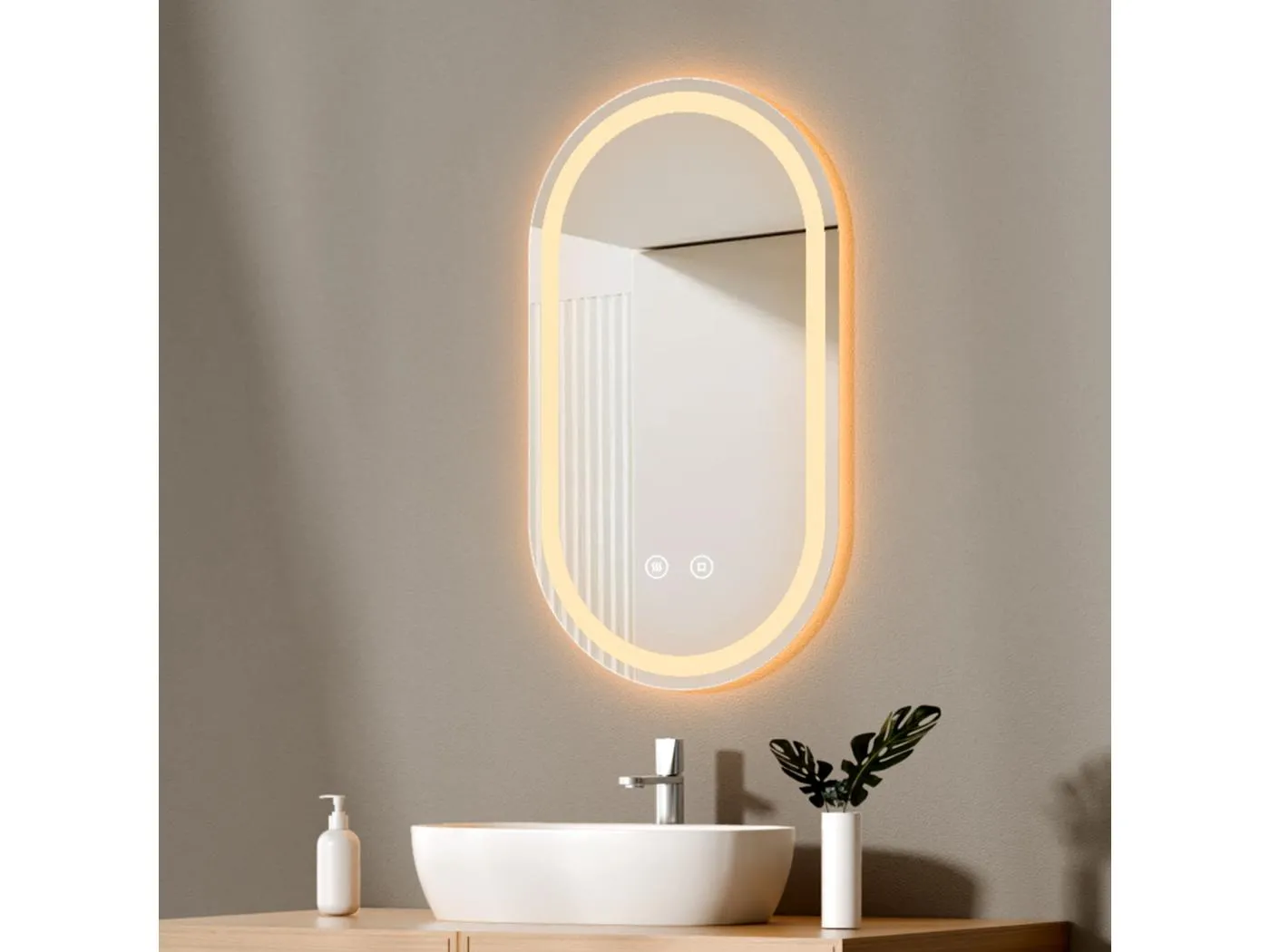 BADSPIEGEL ovale mit Beleuchtung mit Anti-Beschlag 50x90 cm