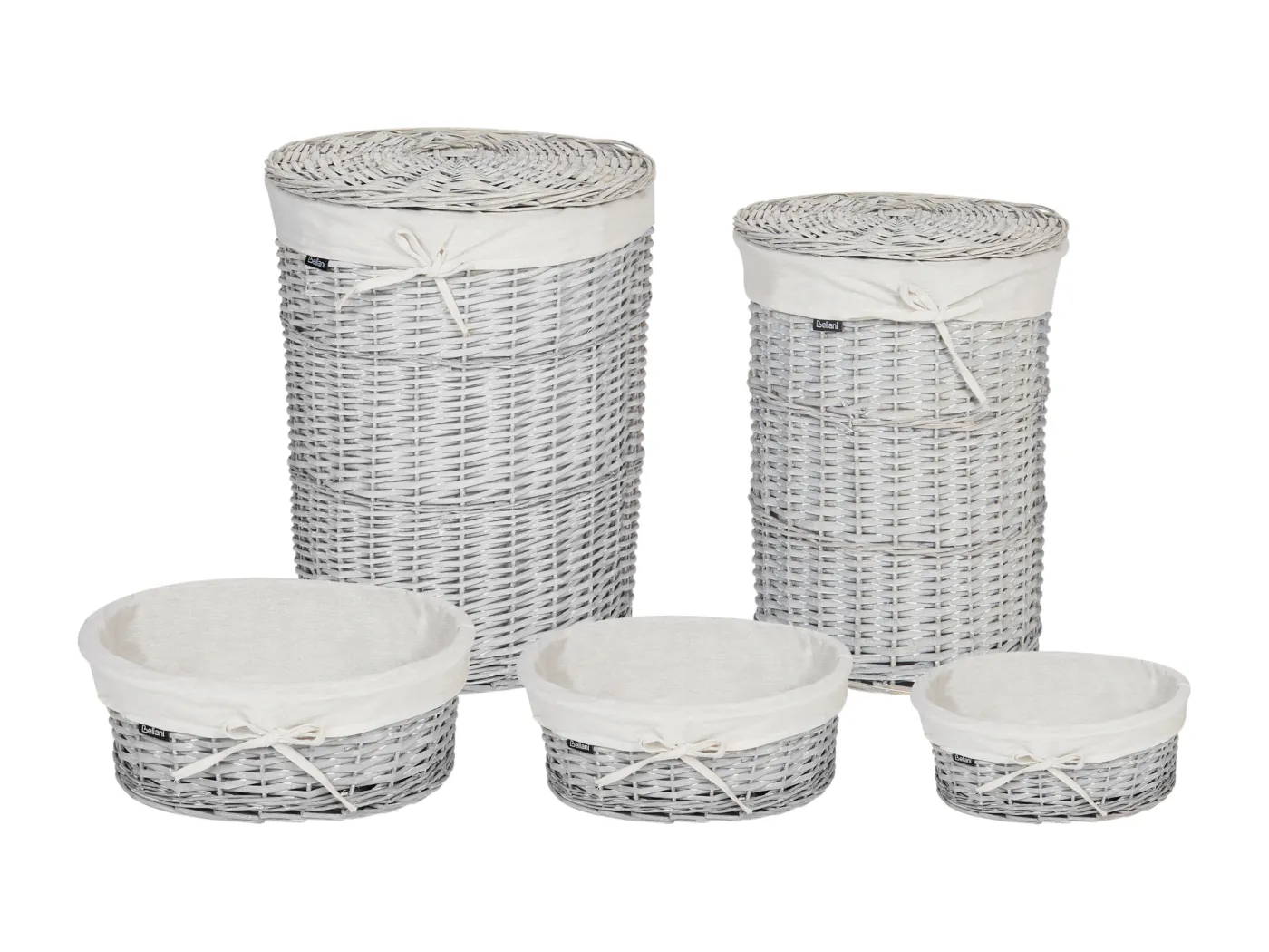 Aufbewahrungskorb 5er Set VAKARI Holz Weiss
