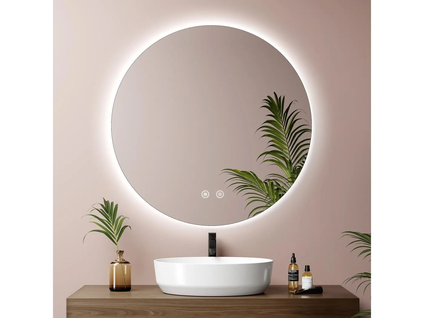BADSPIEGEL runder mit Beleuchtung rahmenlos Ø70 cm