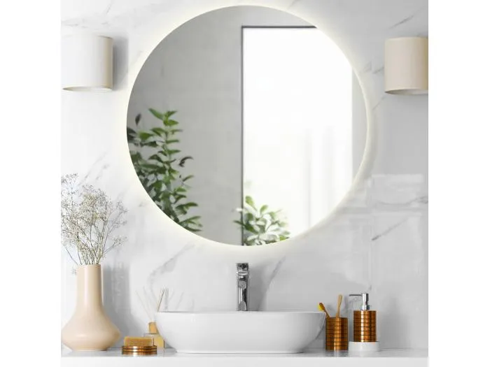 Divina Home -  Runder Badezimmerspiegel mit Hintergrundbeleuchtung d. 90 LUNA Hergestellt in Italien