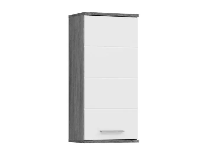 Blake Badschrank wandhängend 1 Tür Hochglanz weiß,rauchfarbenen.