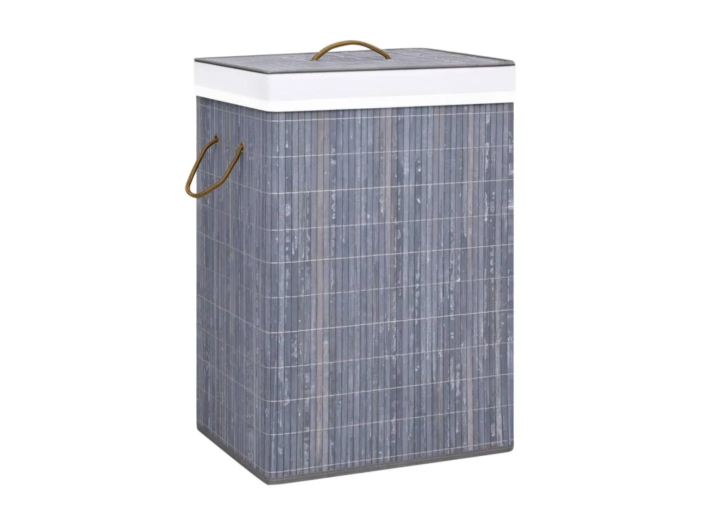 Bambus-Wäschekorb mit 2 Fächern Grau 72 L