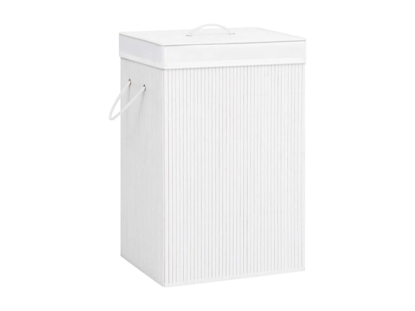 Bambus-Wäschekorb mit 2 Fächern Weiß 72 L