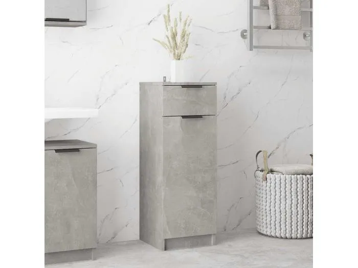 Badschrank Betongrau 32x34x90 cm Holzwerkstoff