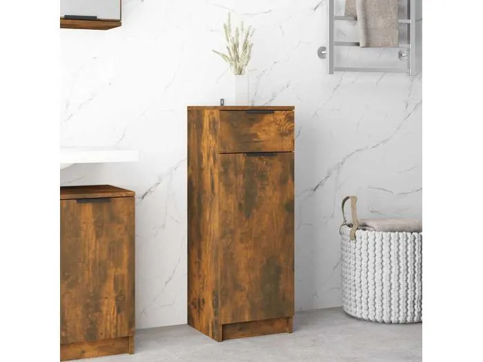 Badschrank Räuchereiche 32x34x90 cm Holzwerkstoff