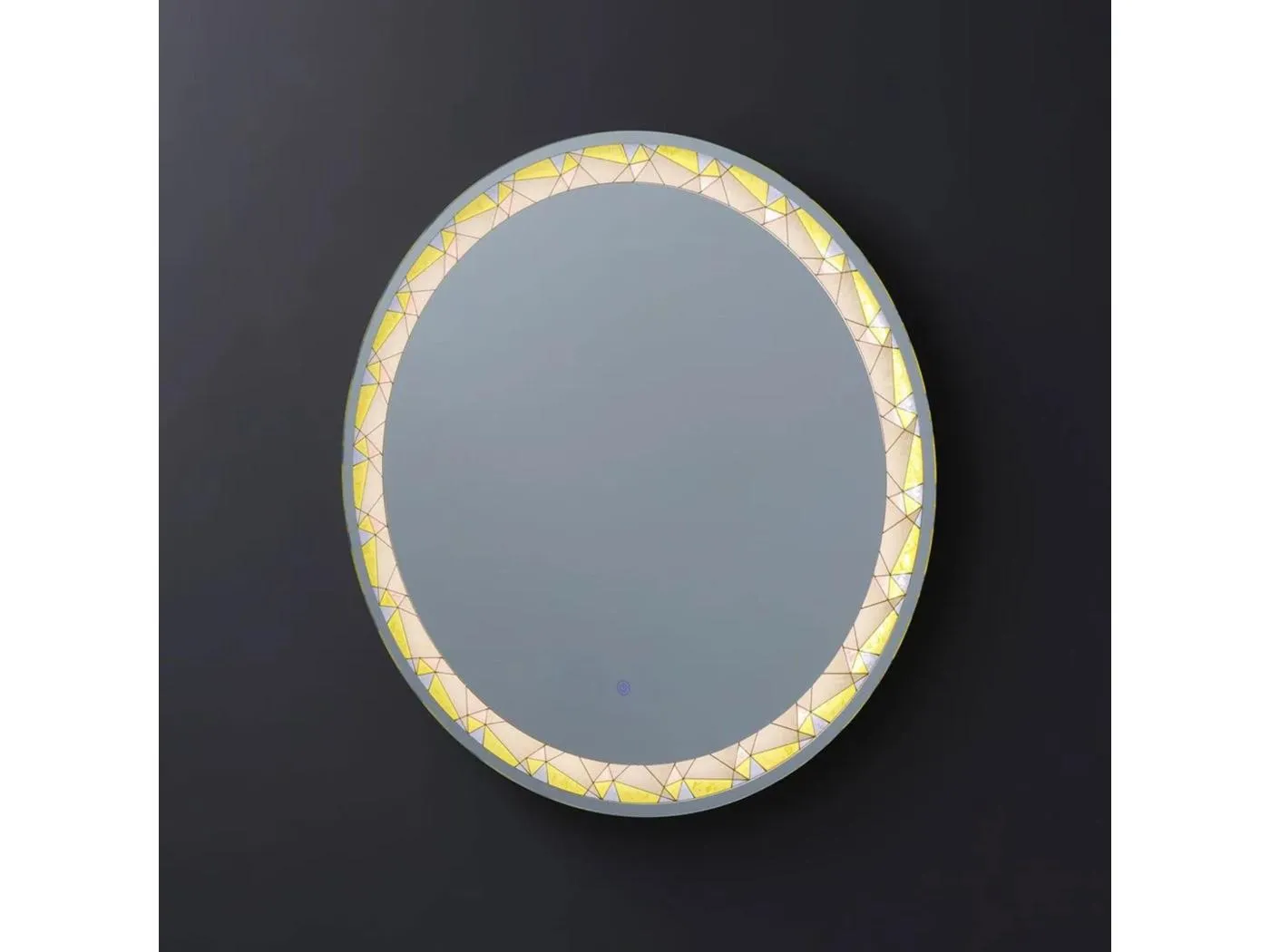 Rundes Touch-LED-Wanddisplay „Mosaik“ mit satiniertem und farbigem Einsatz, 80 x 80 cm