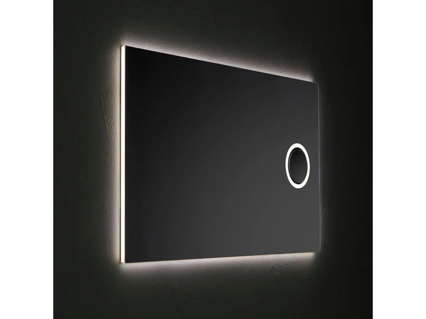 Rechteckiger LED-Spiegel "Corvallis" mit hinterleuchteter Lupe, 120 x 70 cm
