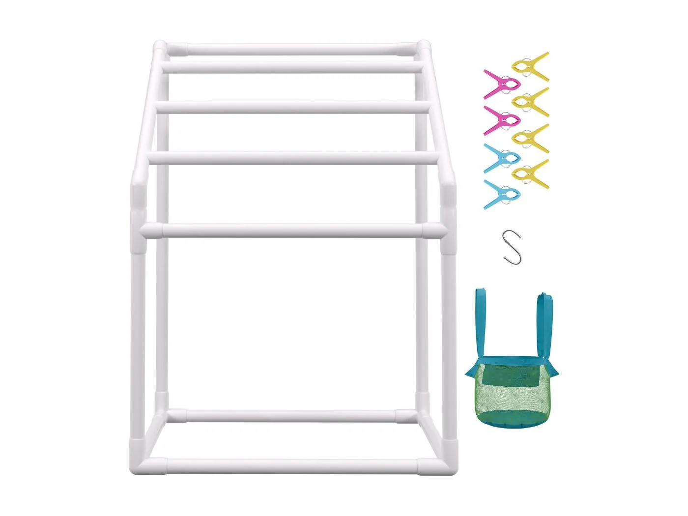 Handtuchhalter, SucceBuy Handtuchhalter für den Außenbereich, 5 Stangen, Trapezförmig, Weiß, Freistehend, für Pool