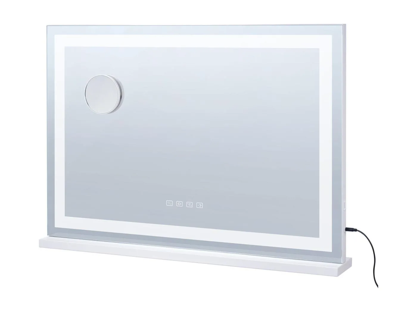 Illuminierter Make-up-Spiegel SucceBuy, Bluetooth, 3 Farben, 55 cm, Vergrößerung 5X, USB, Weiß, für das Tisch-Make-up im Schlafzimmer