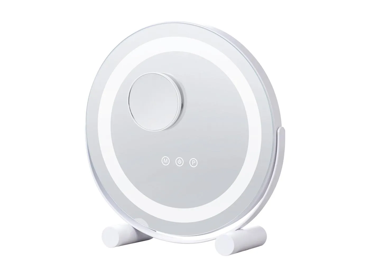 Make-up-Spiegel mit LED SucceBuy, 30.48 cm, Rund, 3 Farbsmodi, Vergrößerung 5X, Weiß, für das Tisch-Make-up im Schlafzimmer