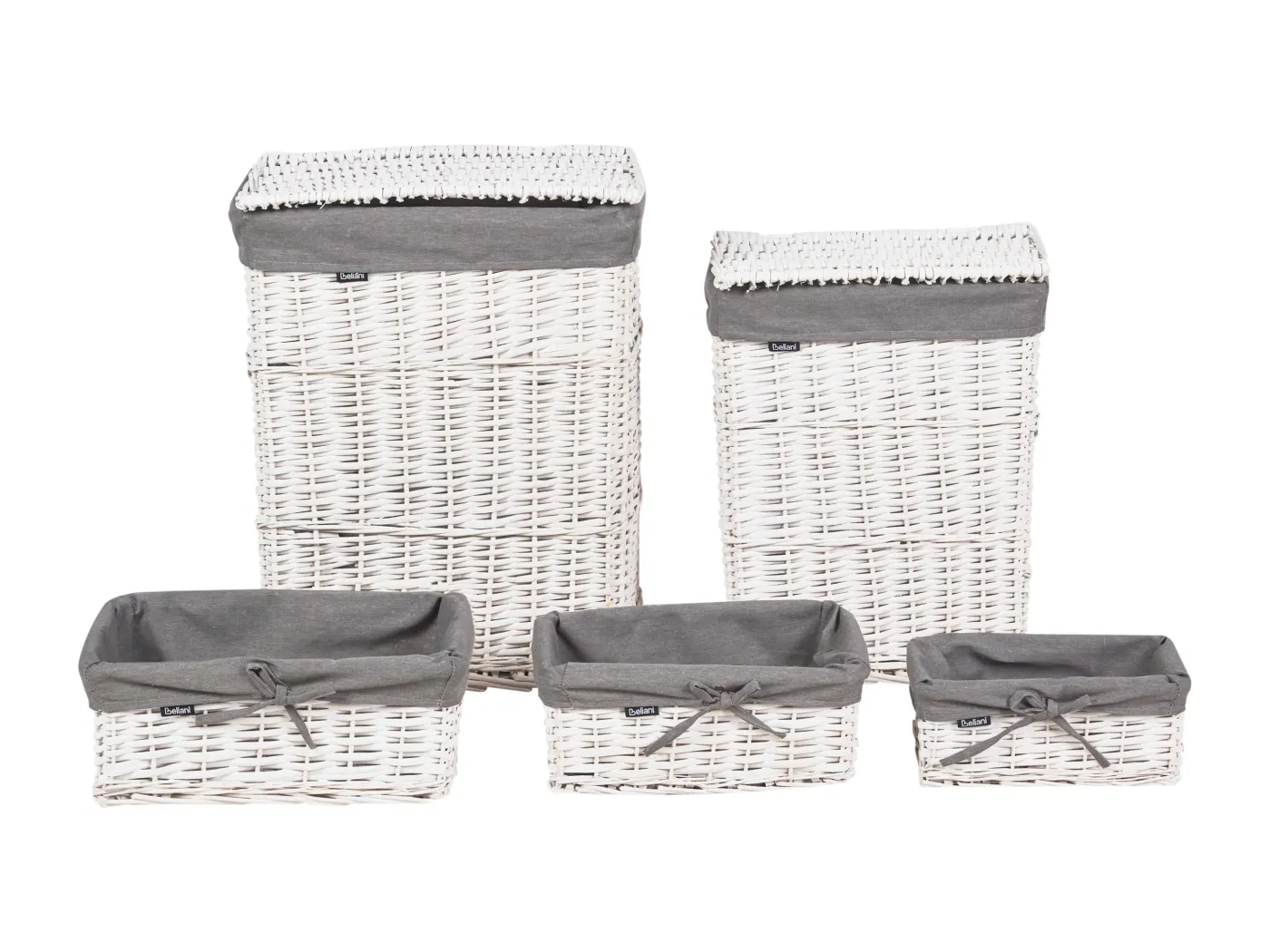 Moderne Weidenkörbe für die Wäsche 5er Set grau Ella