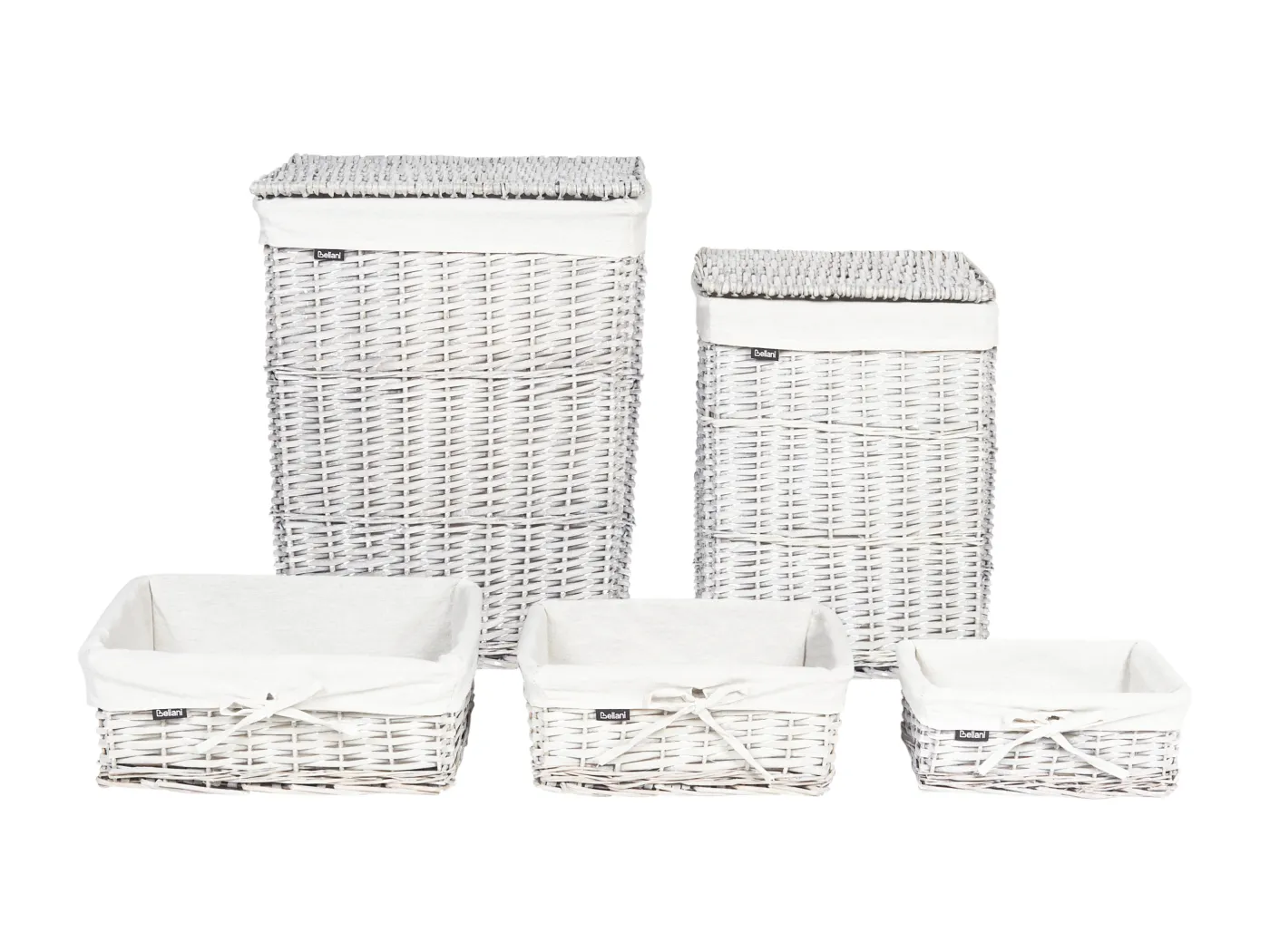 Aufbewahrungskorb 5er Set ELLA Holz Weiss