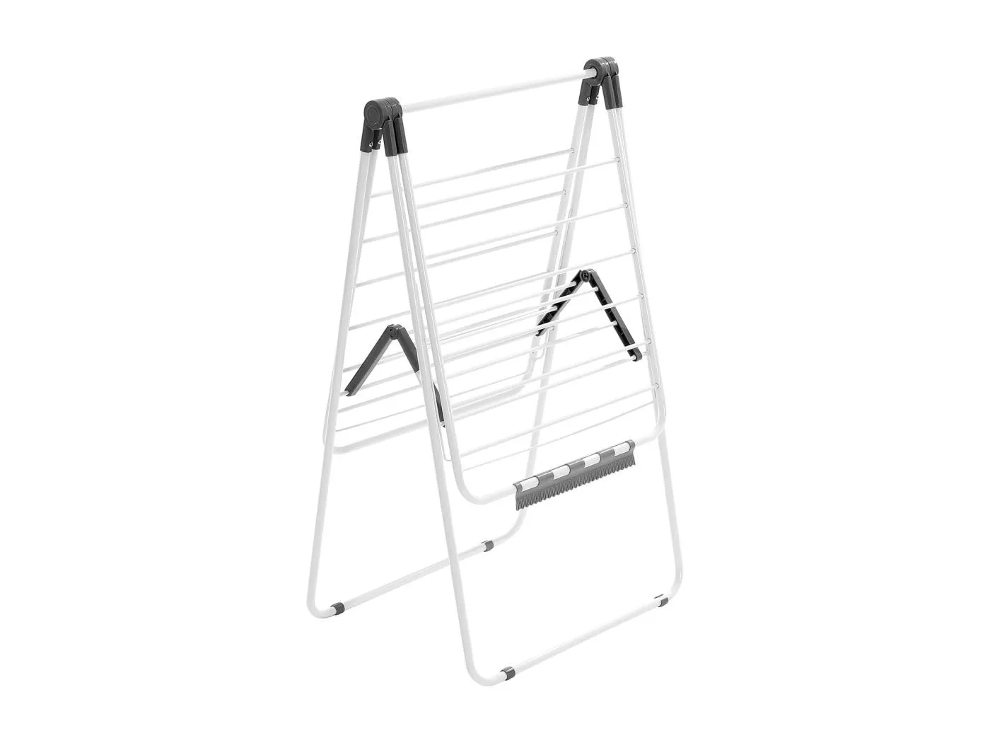 Klappbarer Wäscheständer SucceBuy, 2-Stöckiger Wäscheständer mit Sockenklammern und 21 Trockenstangen, aus Metall, Höhenverstellbar, Weiß