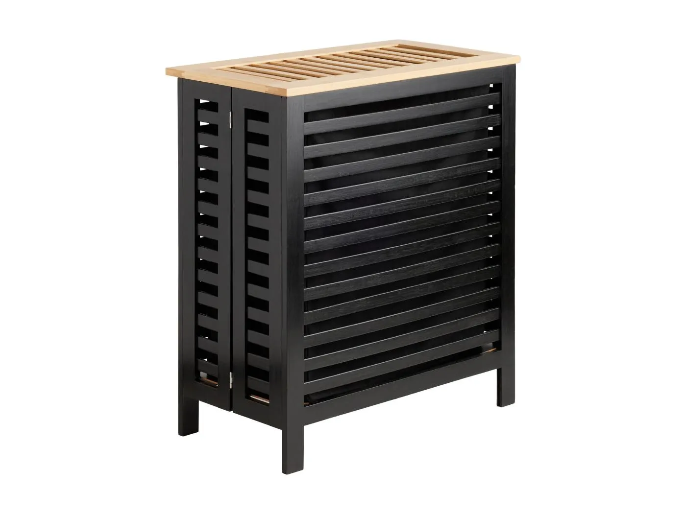 Wäschekorb Woody Mittelschwarz 60x54.5x29.5