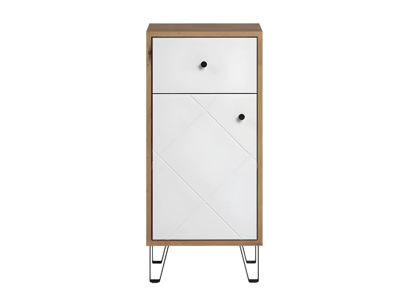 Touch Badschrank weiß matt, Eiche dekor.