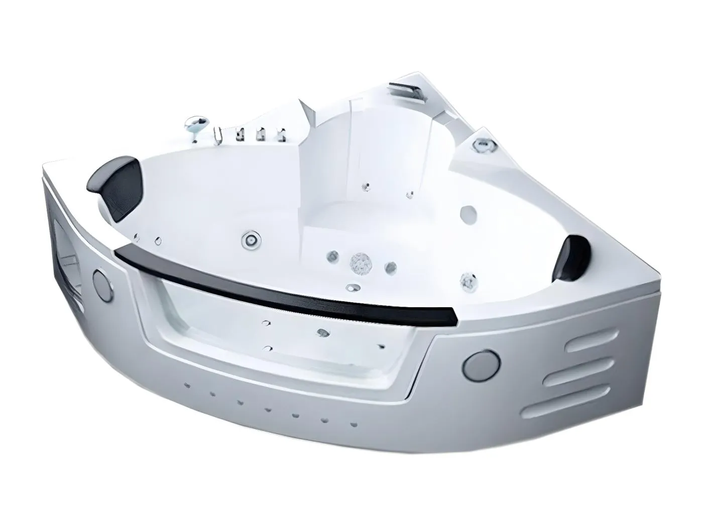 Whirlpoolbadewanne 150 x 150 cm weiß Doppelpumpe 20 Düsen - Wisteria