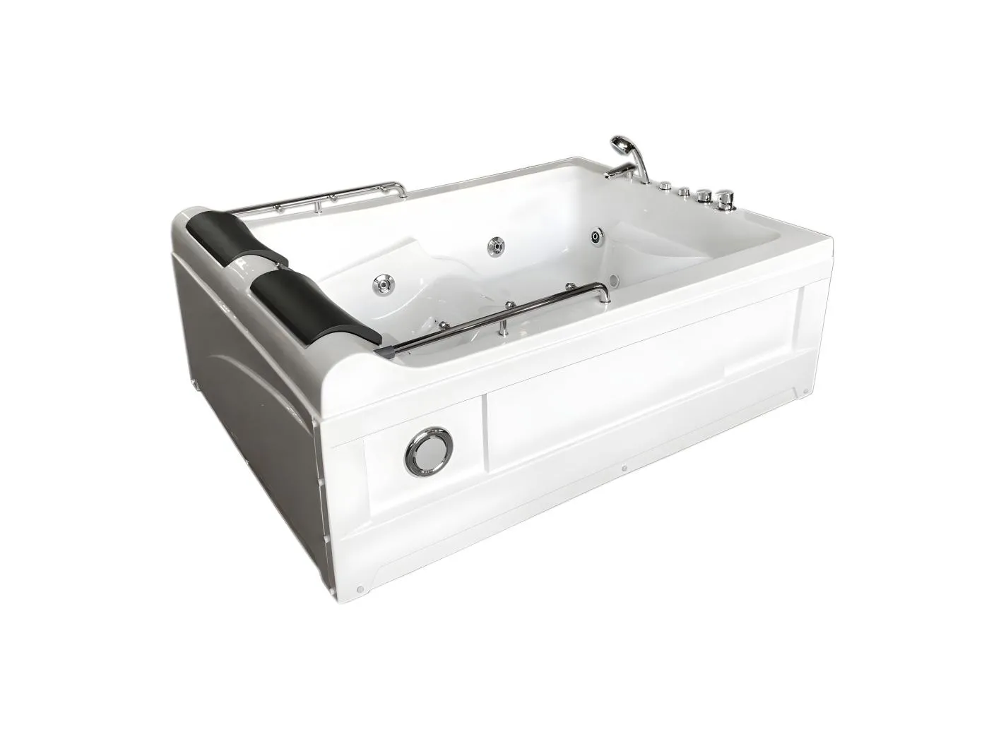 Whirlpoolbadewanne 175 x 132 cm weiß Doppelpumpe 14 Düsen - Fleur
