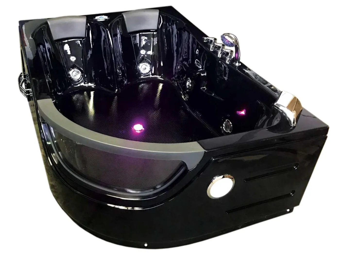 Whirlpoolbadewanne 180 x 120 cm Schwarz für 2 Personen 8 Düsen - Violet