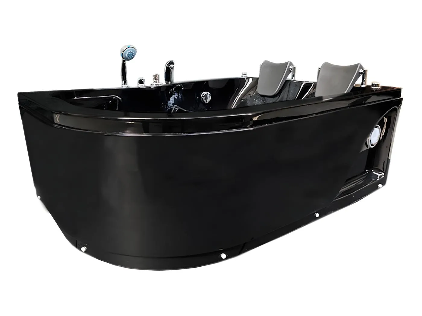 Whirlpoolbadewanne 170 x 115 cm Schwarz für 2 Personen 15 Düsen - Black Dahlia