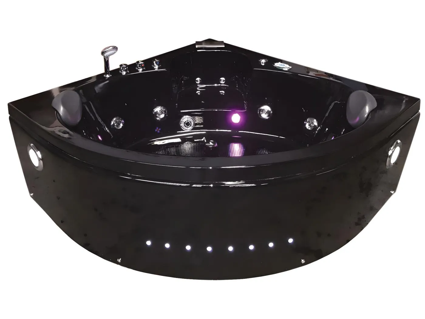 Whirlpoolbadewanne 150 x 150 cm Schwarz Chromotherapie 14 Düsen - Verbena