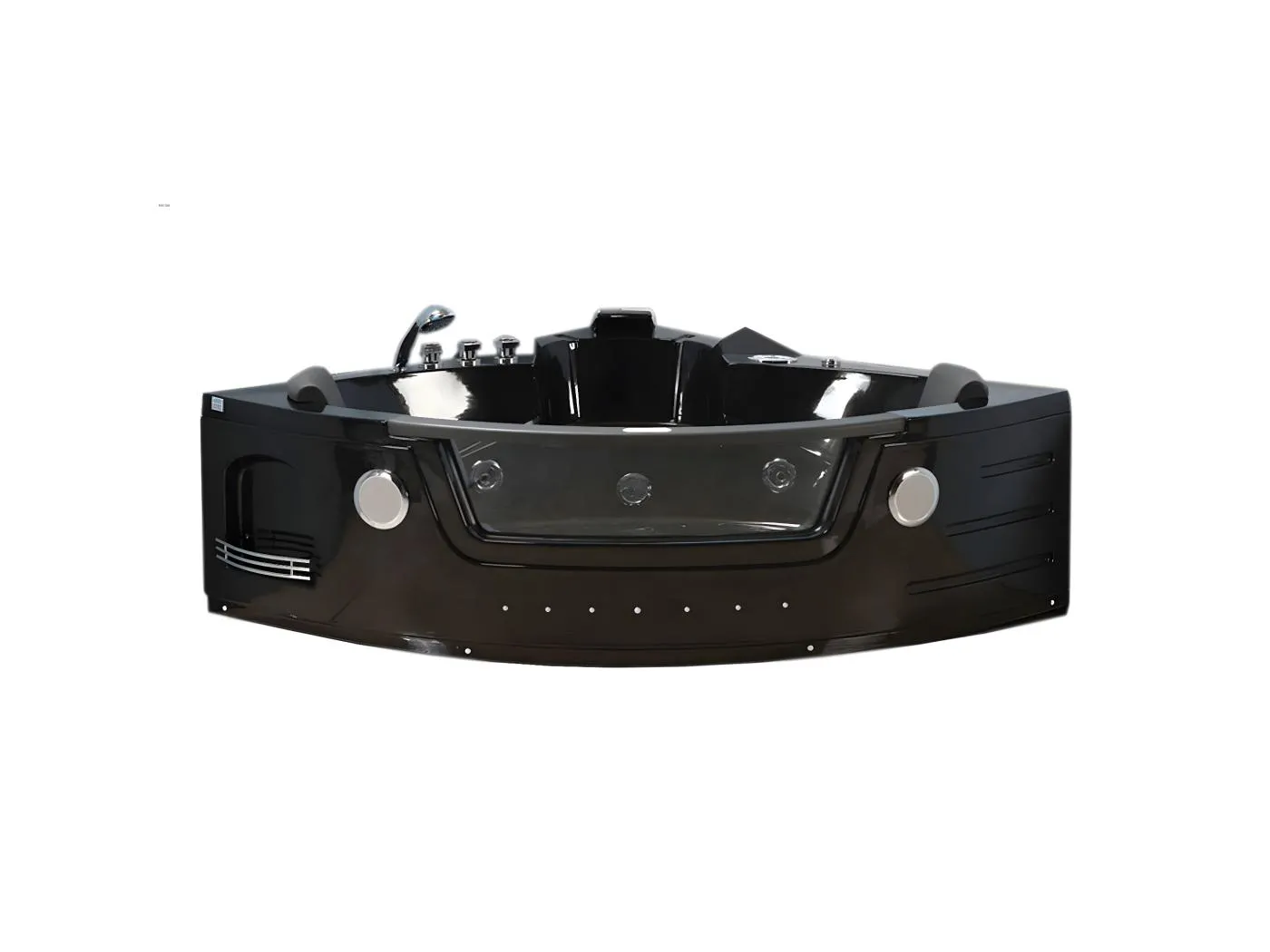 Whirlpoolbadewanne 140 x 140 cm Schwarz Chromotherapie 12 Düsen - Waterlily