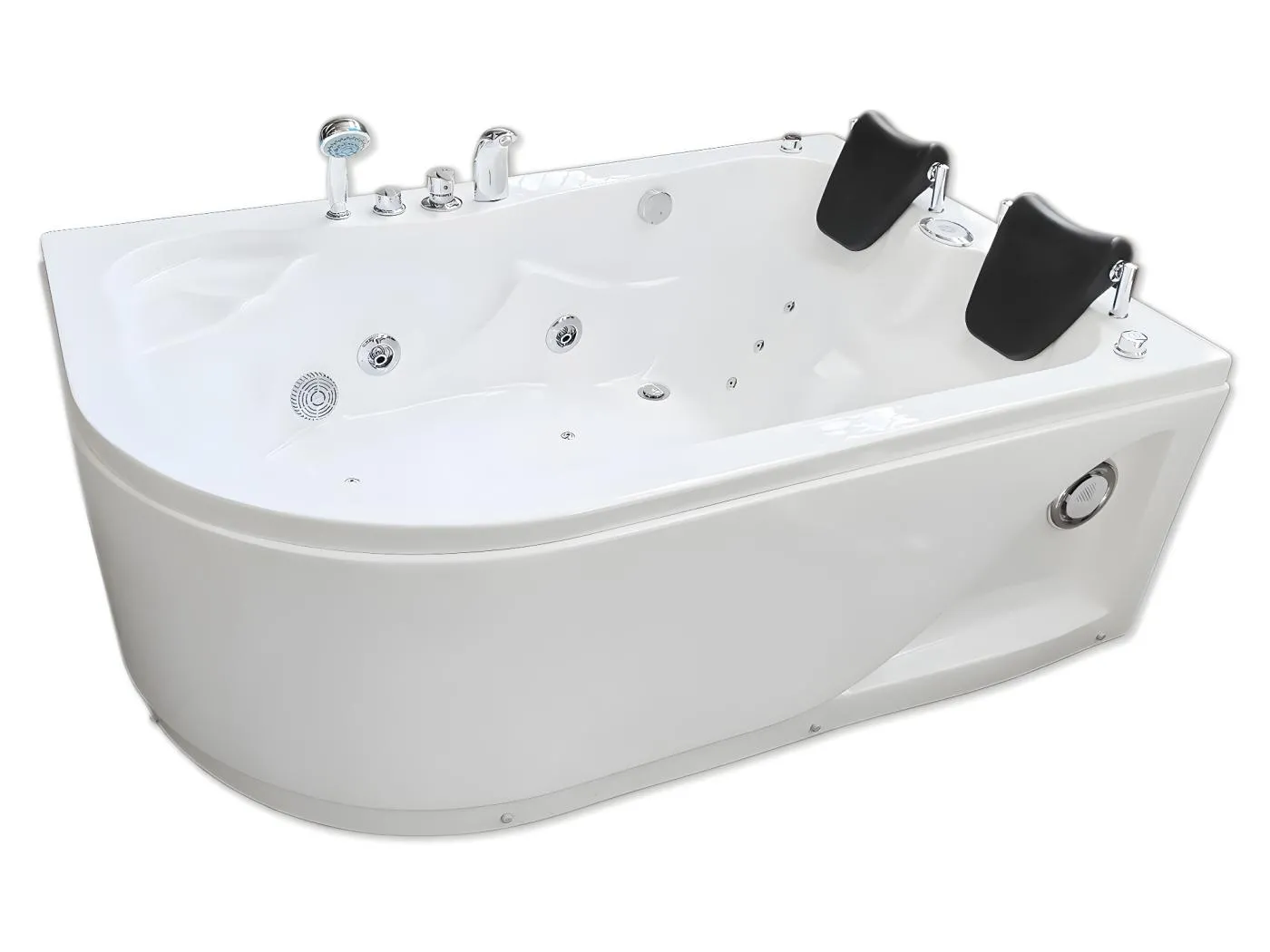 Whirlpoolbadewanne 170 x 115 cm weiß für 2 Personen 15 Düsen - Dahlia