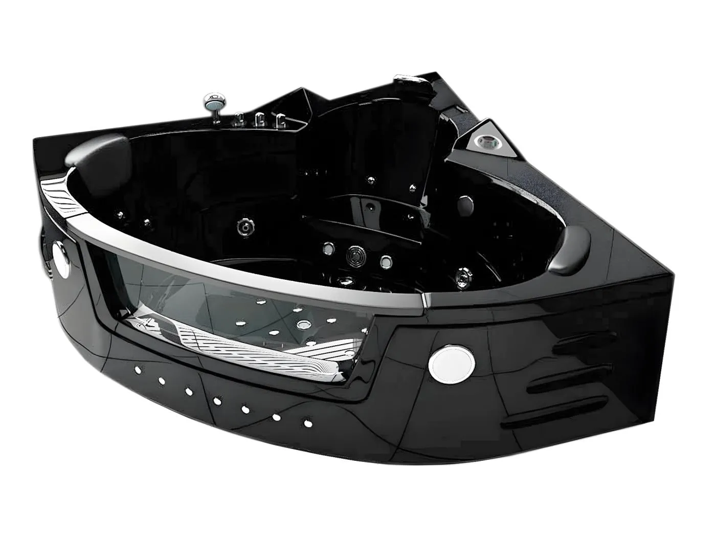 Whirlpoolbadewanne 150 x 150 cm Schwarz Doppelpumpe 20 Düsen - Magnolia