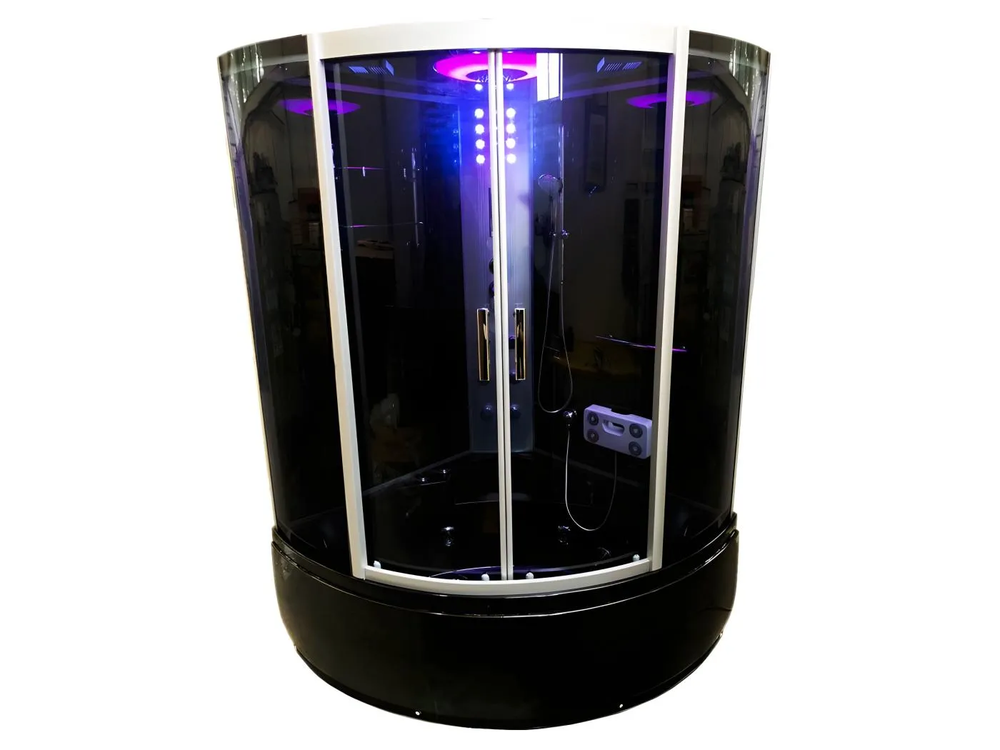 Duschbadewanne Schwarze 130 x 130 cm Chromotherapie - Ivory