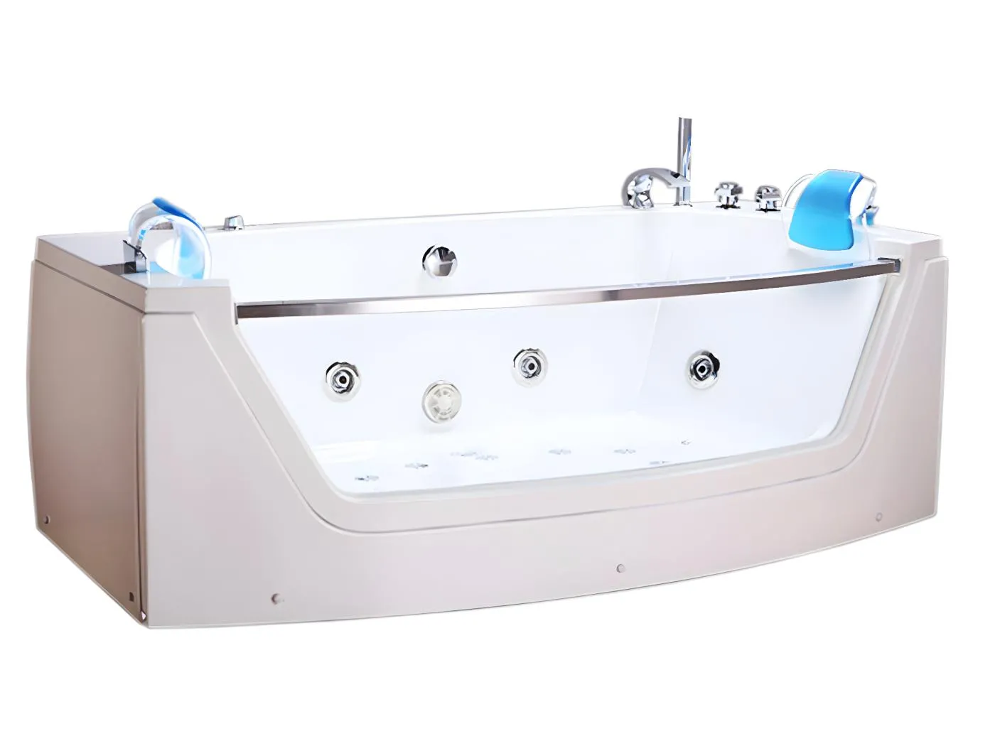 Whirlpoolbadewanne 180 x 90 cm weiß Chromotherapie 14 Düsen - Primula