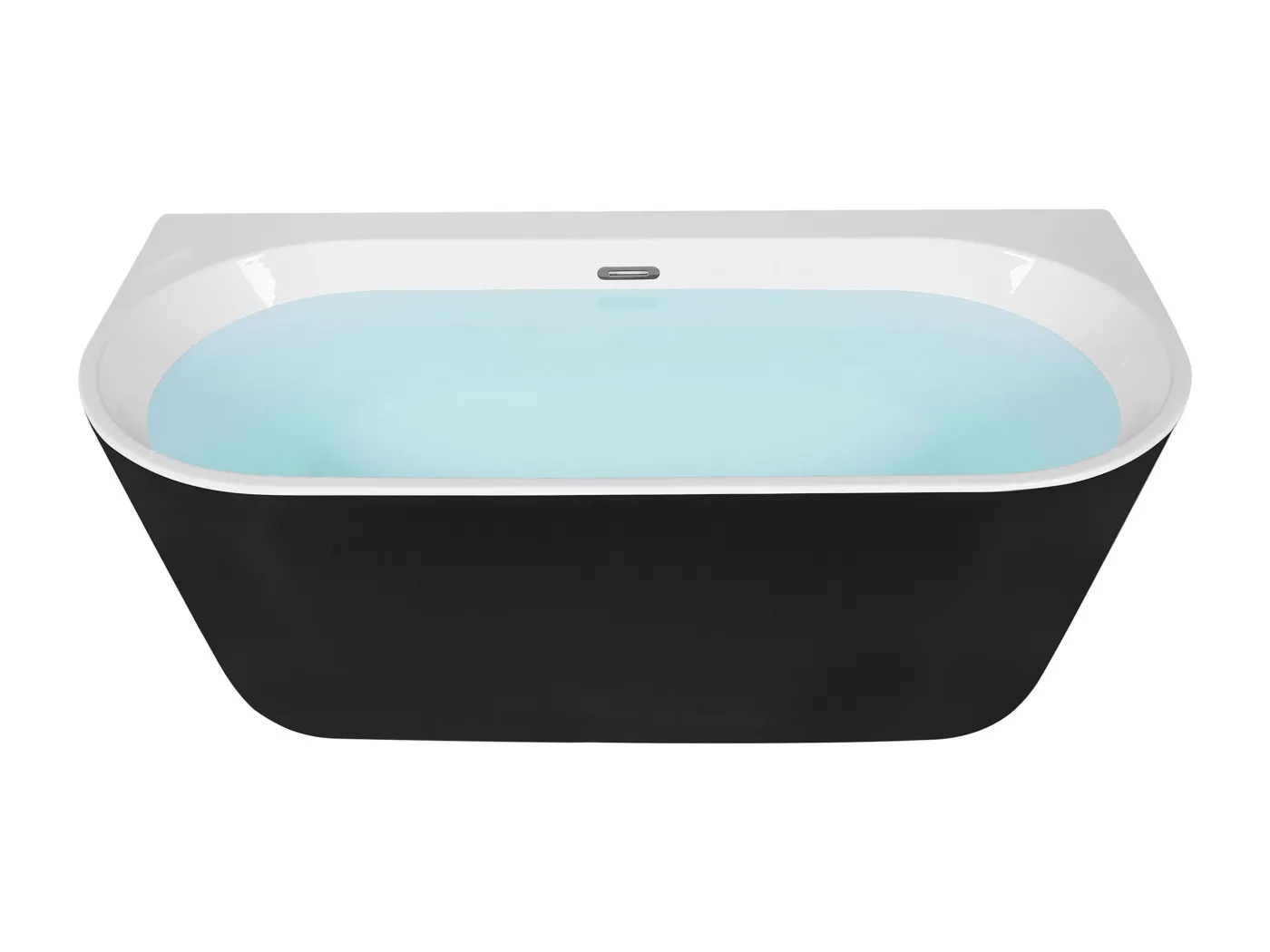 Badewanne oval Sanitäracryl im minimalistischen Stil schwarz 170 x 80 cm Harvey